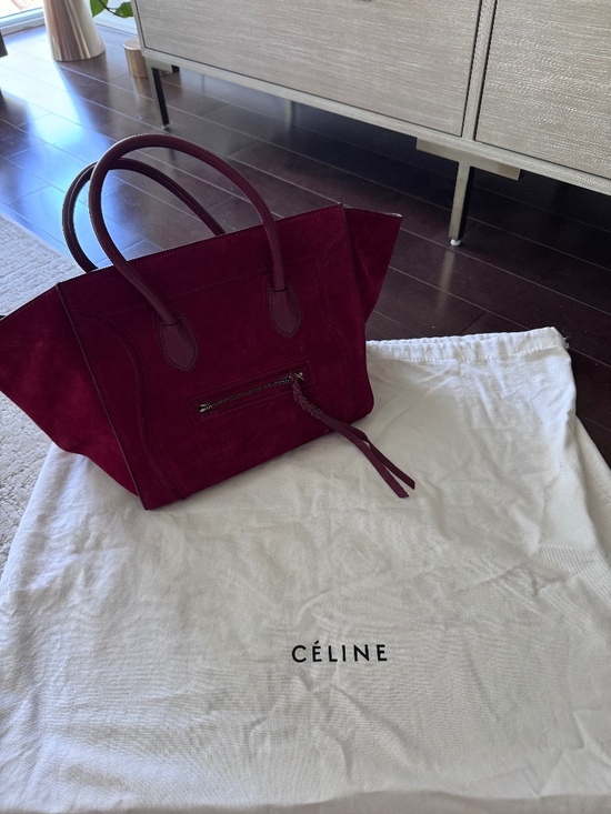 Celine Handbags - Céline Phantom Luggage Tote – Burgundy Suede – Authentic (HEWI Verified)